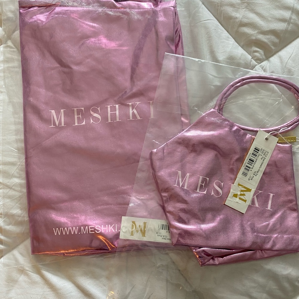 Meshki Zumi metallic pink skirt set crop - Picture 6 of 7